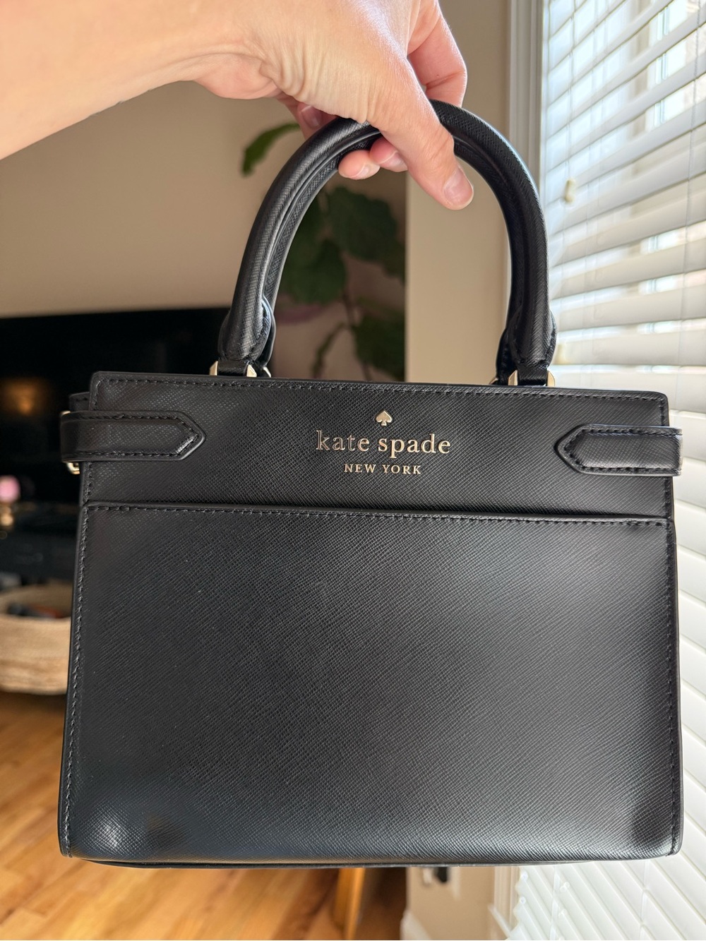 Kate Spade Black Structured Leather Top-Handle Satchel